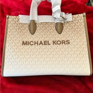 Michael Kors Tan and Brown Logo Tote